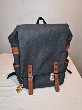 Vintage Mancio Laptop Backpack Gray w/USB Port